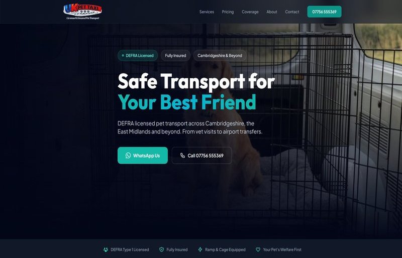 UK Pet Taxi website by Exist Online